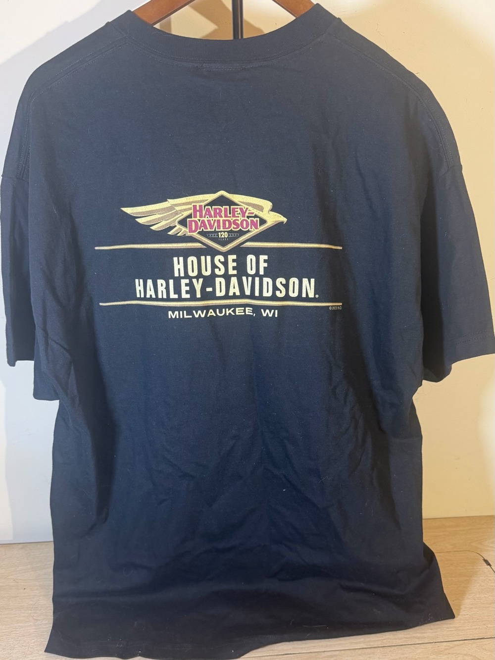 New Harley-Davidson Black Tee with Orange & White Logo - Picture 2 of 5